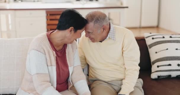 Funny Sofa Elderly Couple Laughing Together Joke While Bonding Enjoy — Stock Video