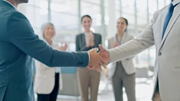 Business People Meeting Handshake Applause Partnership Success Law Firm B2B — Stock Video