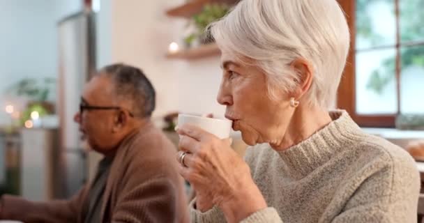Herbata Starsi Przyjaciele Rozmowa Starszą Kobietą Domu Starców Zacieśnianie Więzi — Wideo stockowe