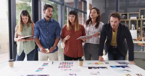 Zakenmensen Vergadering Planning Functie Met Brainstorming Discussie Marketing Strategie Teamwork — Stockvideo