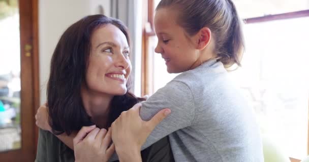 Family Hug Mother Girl Child Laughing Playing Having Fun Home — Stock Video