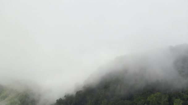 Chmura Dym Dron Górze Mgłą Przyrodzie Środowisku Lub Klimacie Zachmurzonej — Wideo stockowe