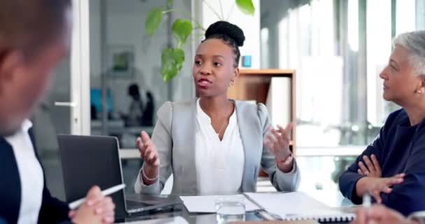 Zakenmensen Ontmoeting Personeel Met Teamwork Zwarte Vrouw Management Met Feedback — Stockvideo