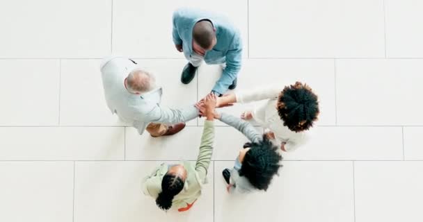 Business People Hands Together Success Teamwork Support Collaboration Goals Motivation — Stock Video
