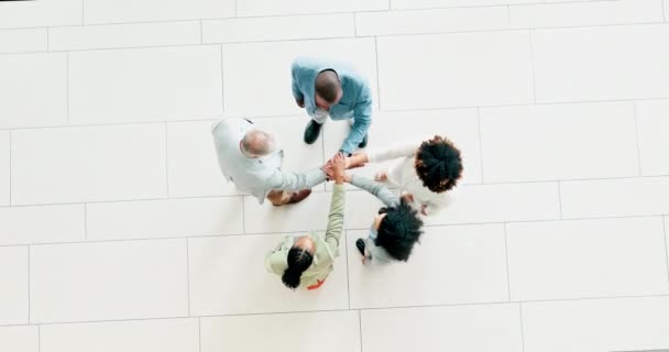 Business People Stack Hands Motivation Teamwork Support Collaboration Goals Success — Stock Video