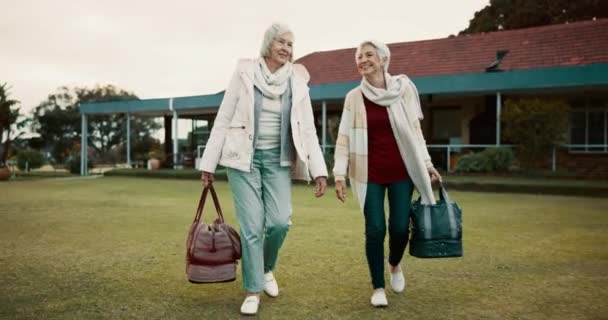 Lawn Bowling Mulheres Seniores Cinco Com Motivação Desportiva Celebração Livre — Vídeo de Stock