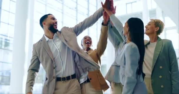 Gente Negocios Cinco Aplausos Colaboración Apoyo Metas Trabajo Equipo Éxito — Vídeos de Stock