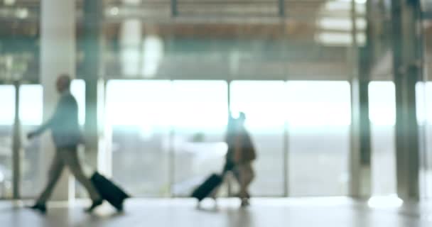 Viajes Aeropuerto Gente Negocios Una Misión Con Equipaje Una Terminal — Vídeo de stock