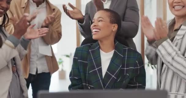 Fekete Gratulálok Üzleti Csapat Taps Boldogság Ünneplik Győzelem Siker Vagy — Stock videók