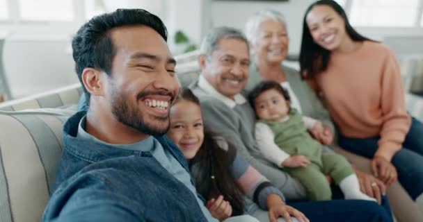 Familia Selfie Retrato Feliz Casa Con Amor Cuidado Felicidad Hombres — Vídeos de Stock