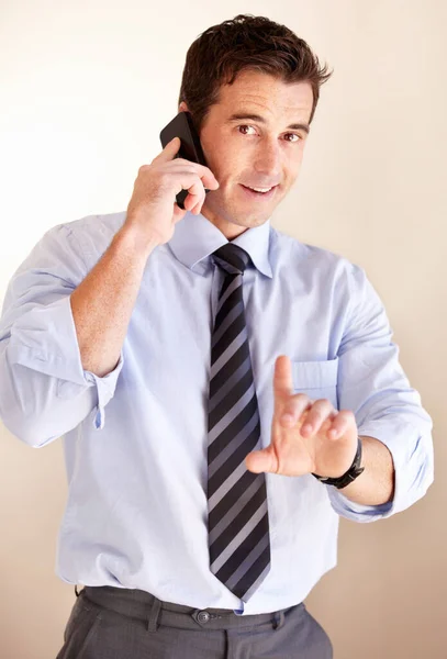 Llamada Telefónica Retrato Hombre Negocios Parar Hacer Una Pausa Esperar —  Fotos de Stock