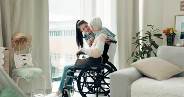 Woman Nurse Wheelchair Elderly Care Support Trust Healthcare Service Old — Stock video