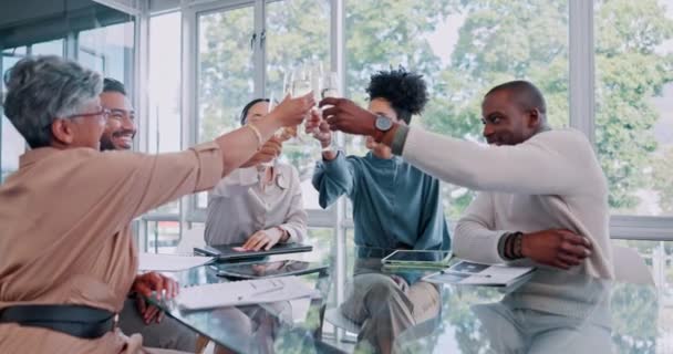 Víno Zdraví Skupina Podnikatelů Oslavu Úspěchu Kanceláři Správní Rady Cíle — Stock video