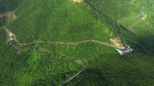 Horské Silniční Výlet Drone Zelené Příroda Krajina Venkově Pěšinou Vietnamu — Stock video