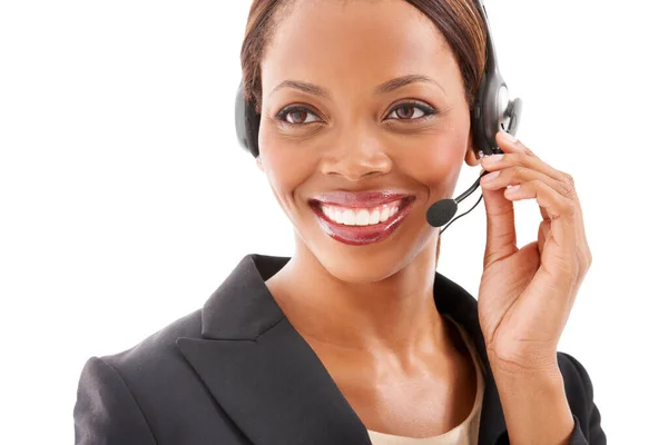Geschäftsfrau Callcenter Und Denken Kommunikation Kundenservice Oder Support Auf Weißem — Stockfoto