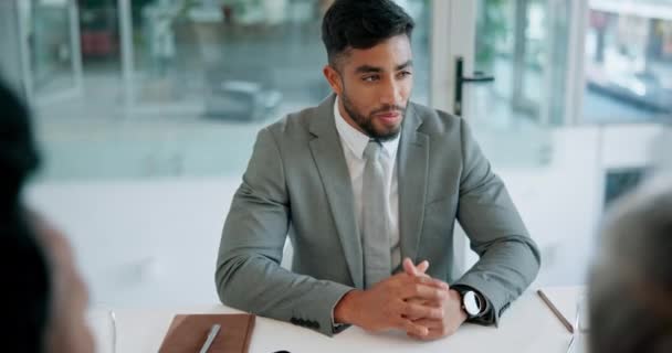 Reunião Recrutamento Homem Negócios Falando Entrevista Emprego Com Pessoas Negociação — Vídeo de Stock