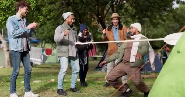 Вечірка Лимбо Друзі Грають Гру Баром Змагаються Відкритих Канікулах Пригоди — стокове відео