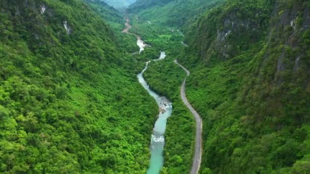 Drone Montagnes Nature Avec Route Forêt Pour Environnement Les Paysages — Video