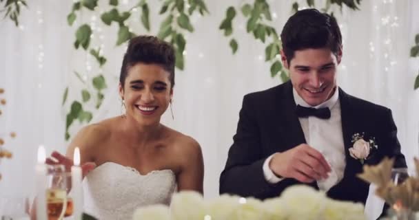 Brindisi Matrimonio Sposo Con Amore Felice Eccitato Alla Cerimonia Celebrazione — Video Stock