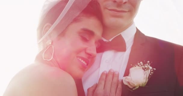 Casamento Amor Abraço Com Casal Recepção Para Romance Cerimônia Casamento — Vídeo de Stock
