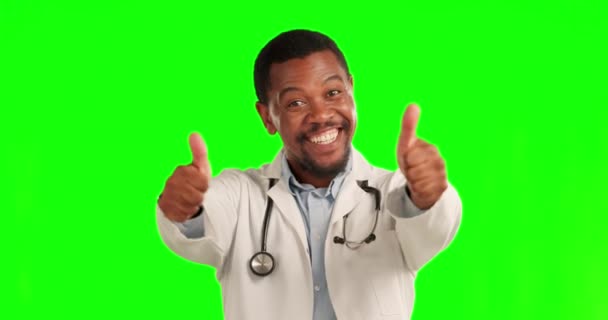 Спасибо Доктор Большими Пальцами Вверх Против Зеленого Экрана Здравоохранения Успех — стоковое видео