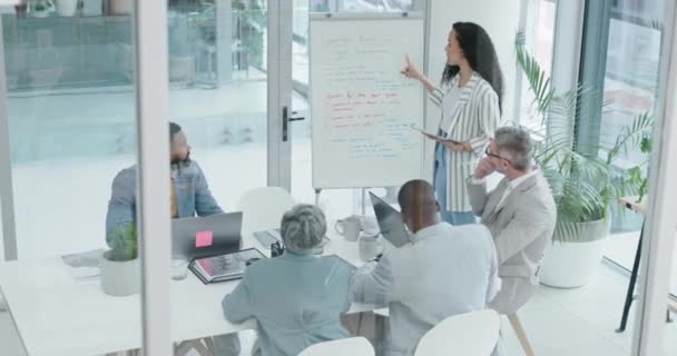 Workshop Presentation Meeting Business People White Board Feedback Opinion Sales — Stock Video