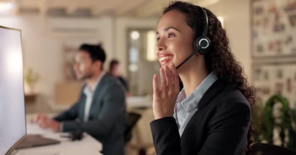 Call Center Mulher Comunicação Computador Para Atendimento Cliente Contato Consultor — Vídeo de Stock