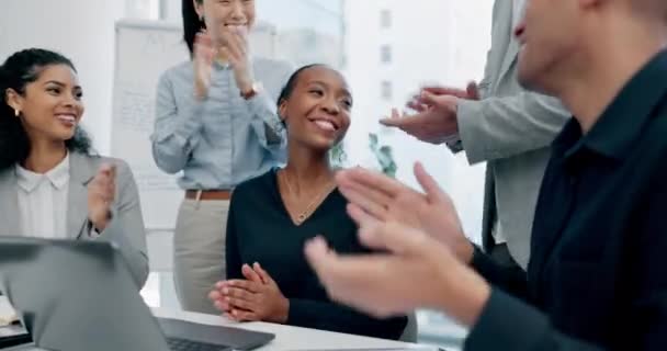 Collaboration Applause Business People Support Project Tech Diversity Marketer Teamwork — Stock Video
