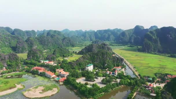 Сельская Деревня Воздушные Горы Открытом Воздухе Путешествия Поездки Вьетнам Сельской — стоковое видео