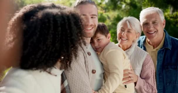 그리고 호주에서의 관계에 본질적 미소를 조부모 그리고 휴가중에 공원에서 사진을 — 비디오