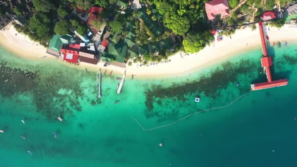 Drone Plage Île Port Avec Maisons Vacances Hôtel Hospitalité Pour — Video