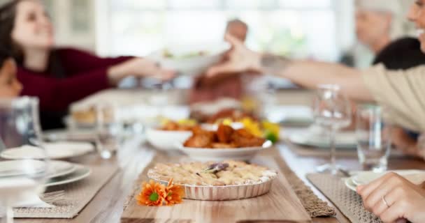 Otthoni Ételek Ebéd Pite Családi Étkezés Étel Desszert Vagy Villásreggeli — Stock videók