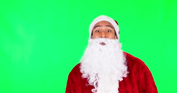 Fala Boże Narodzenie Twarz Świętego Mikołaja Zielonym Ekranie Wakacje Wakacje — Wideo stockowe