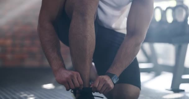 Piernas Corbata Zapatos Para Hacer Ejercicio Fitness Ejercicio Con Determinación — Vídeo de stock