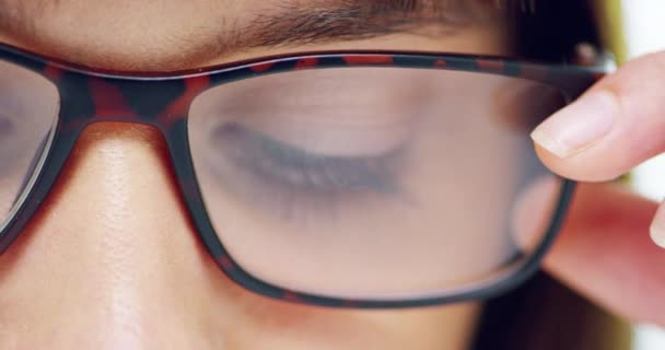 Lunettes Yeux Gros Plan Sur Visage Pour Optométrie Vision Bien — Video