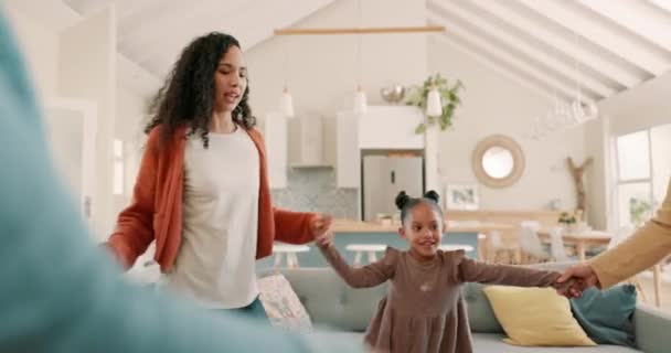 Tanzen Familie Und Kreis Mit Kindern Hause Mit Glück Oder — Stockvideo