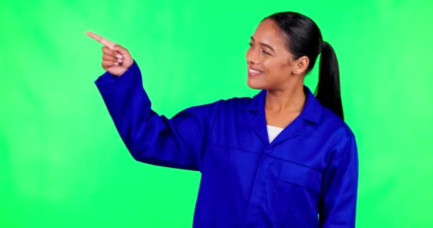 Bemutató Női Festő Pont Információért Zöld Képernyőn Lista Vagy Kapcsolat — Stock videók