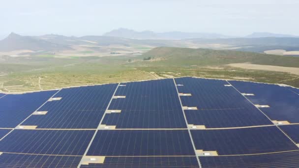 Drone Pannelli Solari Campo Sostenibilità Azienda Con Ingegneria Del Risparmio — Video Stock