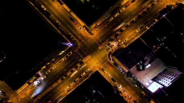 Drone Motion Blur Cars Motorway Night City Transportation Commute Metro — Stock Video