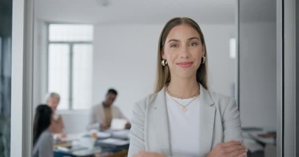 미소와 창조적인 대행사에서 사무실에서 초상화 직장에서 직장에서 자신감을 전문가 — 비디오