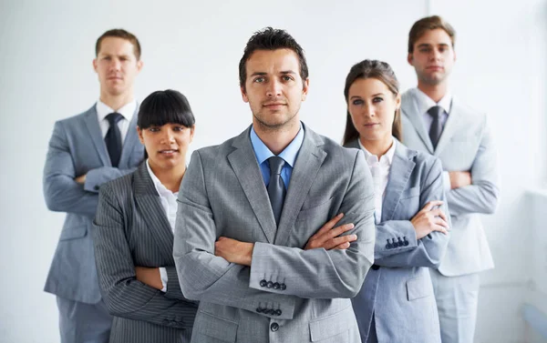 Team Leader Arms Crossed Professional People Portrait Group Company Consultant Stock Image