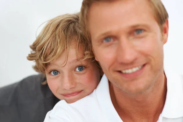 Porträt Gesicht Und Kinderlächeln Mit Papa Für Liebe Fürsorge Und — Stockfoto