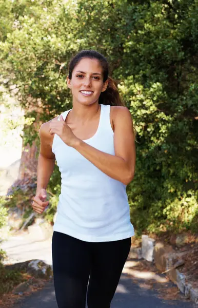 Løping Helse Portrett Kvinne Naturen Fitness Fart Kondisjon Utfordring Velvære – stockfoto
