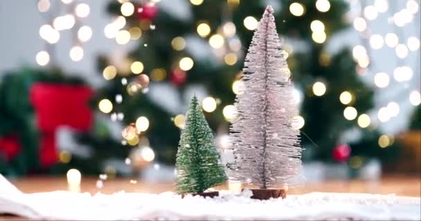 Noel Ağaçları Mini Işıltılı Süslemeler Için Işıklar Kış Tatilleri Tatil — Stok video