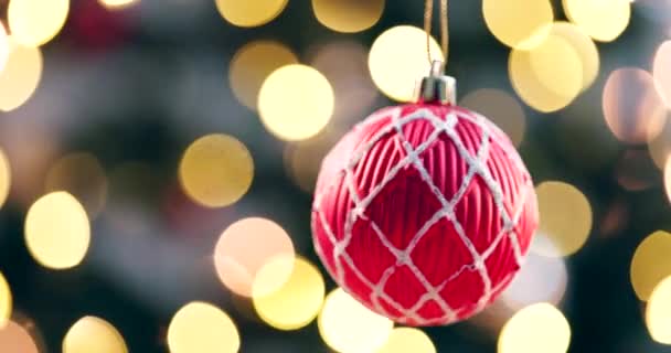 Noel Balosu Altın Bokeh Kış Tatilleri Için Işıltılı Süsleme Kutlama — Stok video