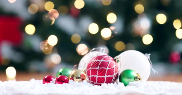 Christmas Celebration Festive Decorations Floor Holiday Season Cheer Bokeh Background — Stock Video