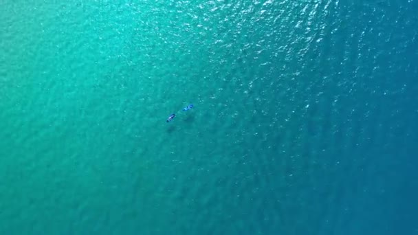 Oceano Aventura Pessoas Remo Embarque Drone Com Água Azul Liberdade — Vídeo de Stock