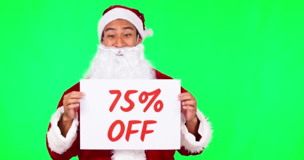 Natal Cartaz Pechincha Homem Tela Verde Com Sinal Para Férias — Vídeo de Stock