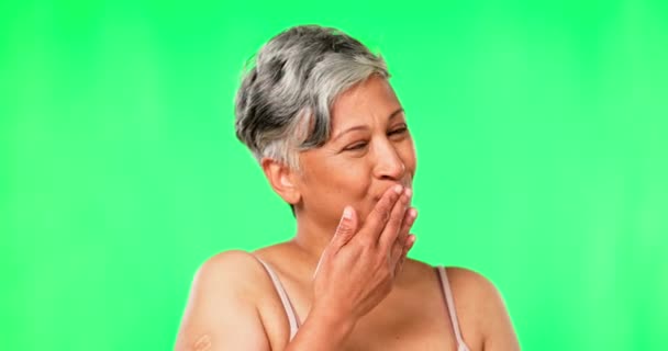 Skønhed Hudpleje Kys Med Gammel Kvinde Grøn Skærm Til Aging – Stock-video