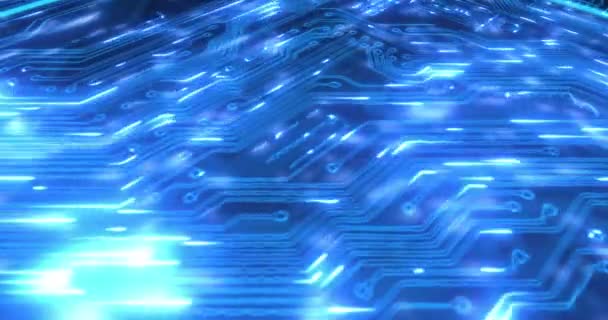 Mikrochip System Lys Til Futuristiske Data Strøm Innovation Eller Kredsløb – Stock-video